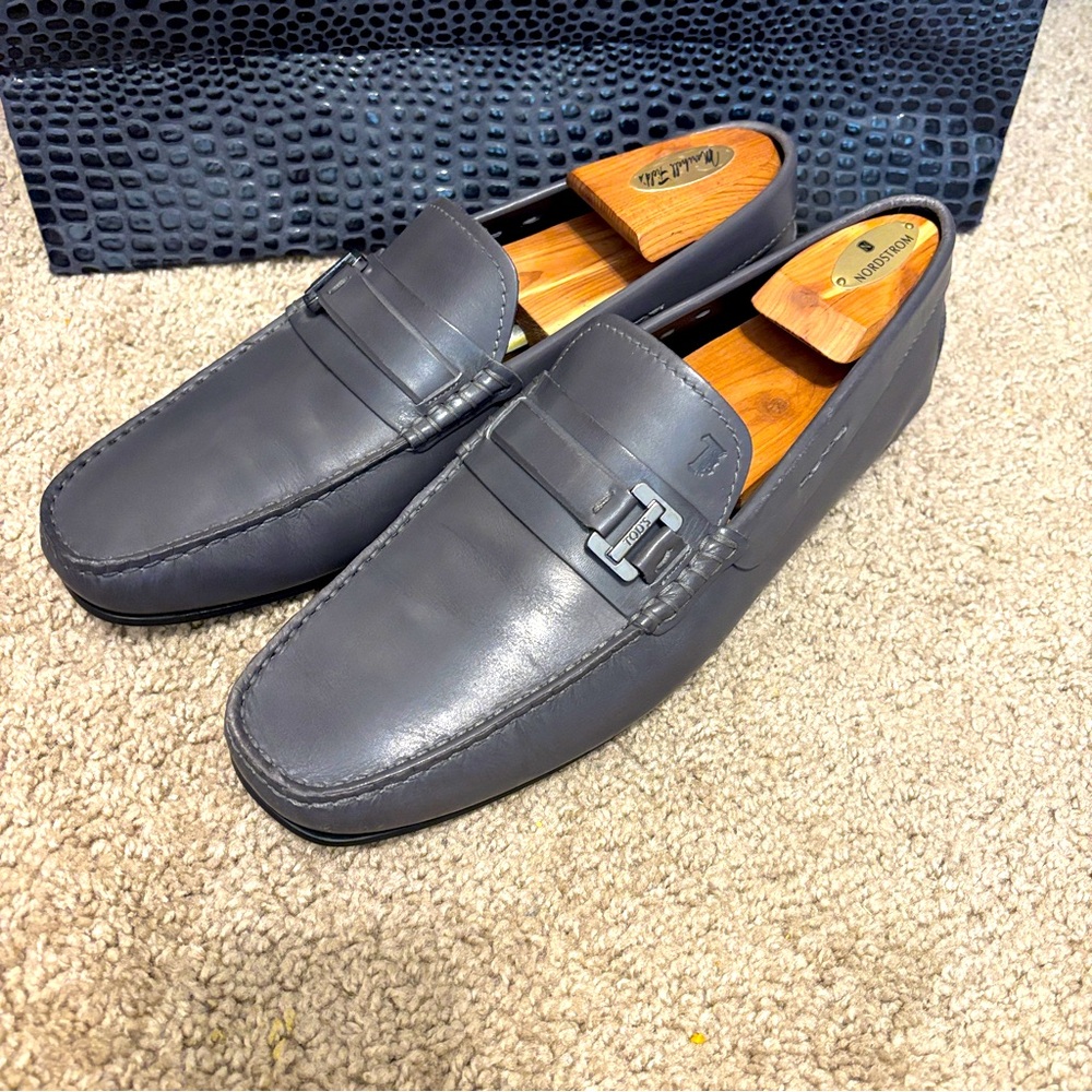 Tod's Gray Leather Loafers